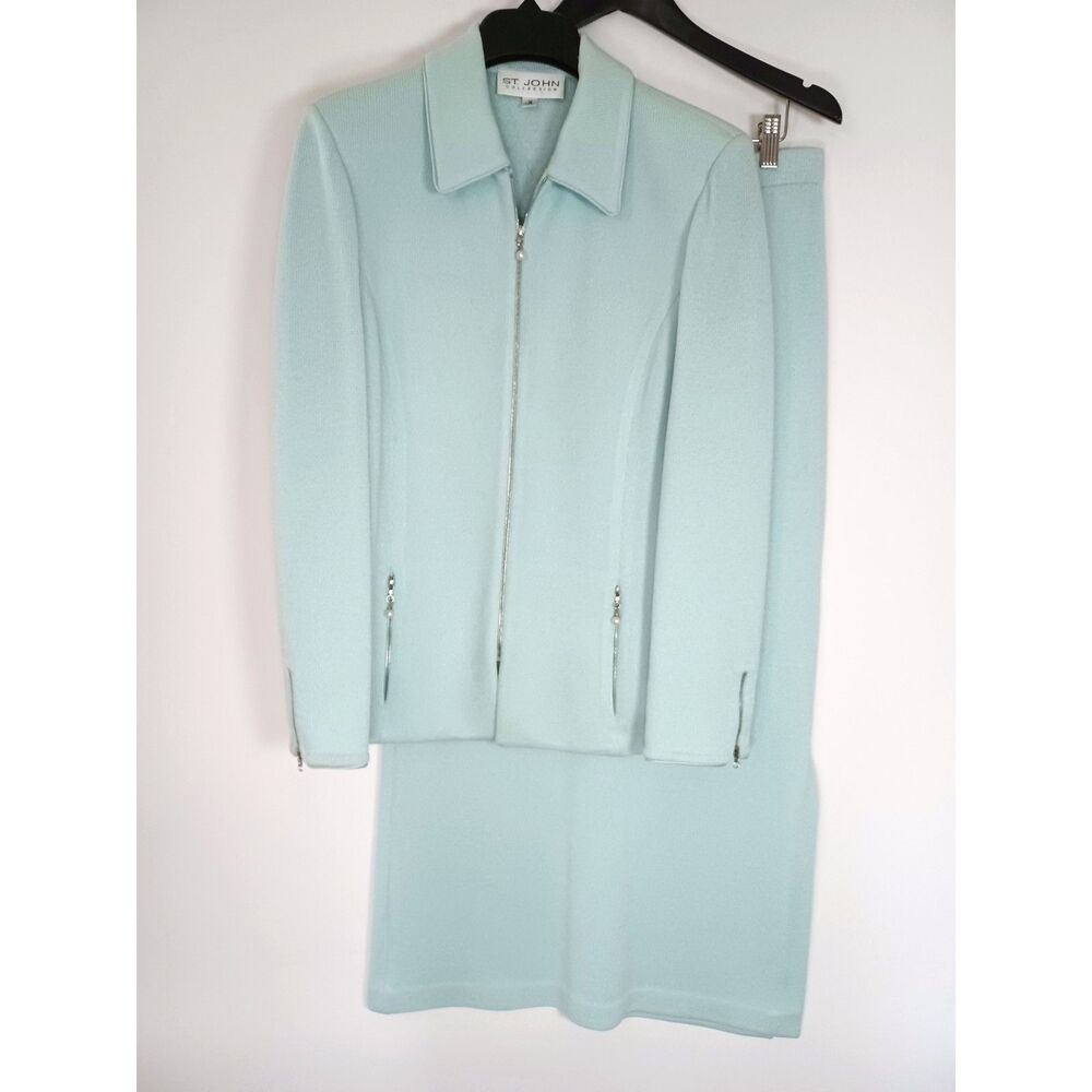 St John Evening 2 Piece Jacket Skirt Santana Knit Size 12/14 Old Money Luxury